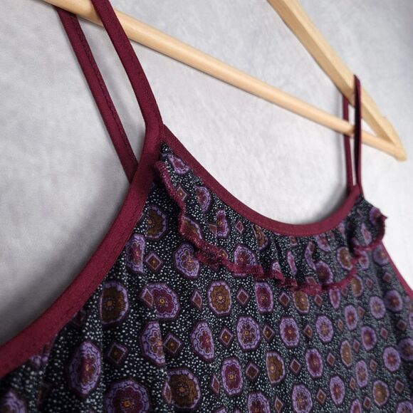 VntgY2K Slip Dress Womens Small Black Purple Rayon Ruffle Strappy Whimsy Goth - Picture 5 of 16